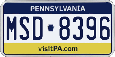 PA license plate MSD8396
