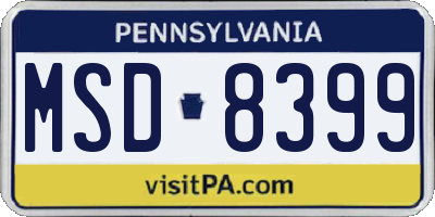 PA license plate MSD8399