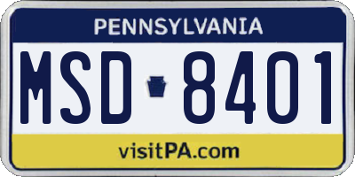 PA license plate MSD8401