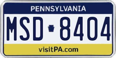 PA license plate MSD8404