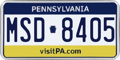 PA license plate MSD8405