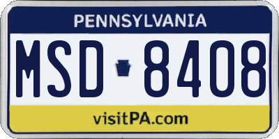 PA license plate MSD8408