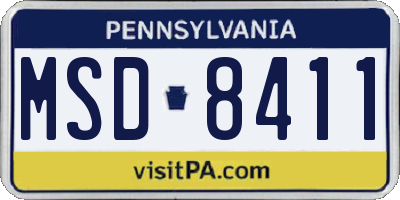 PA license plate MSD8411