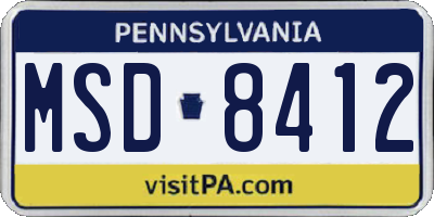 PA license plate MSD8412