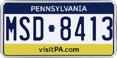 PA license plate MSD8413