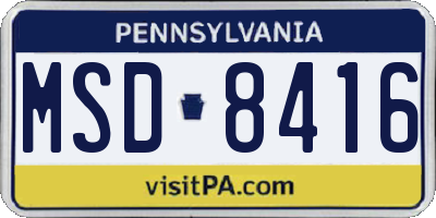 PA license plate MSD8416