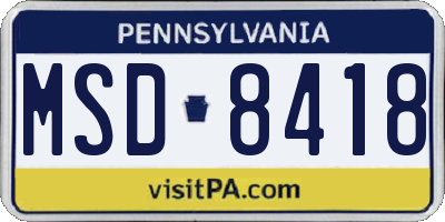 PA license plate MSD8418