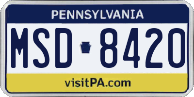 PA license plate MSD8420