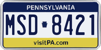 PA license plate MSD8421