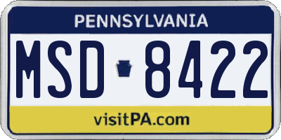 PA license plate MSD8422