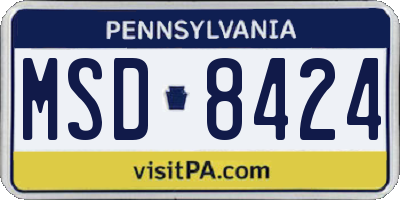 PA license plate MSD8424