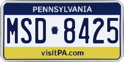 PA license plate MSD8425