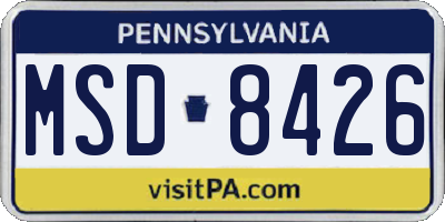 PA license plate MSD8426