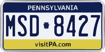 PA license plate MSD8427