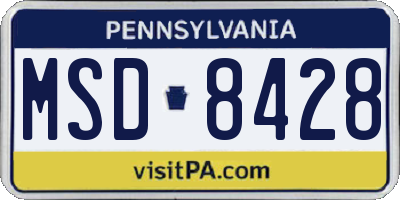 PA license plate MSD8428