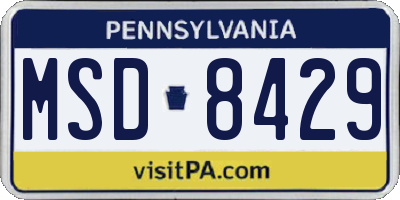 PA license plate MSD8429