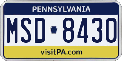 PA license plate MSD8430