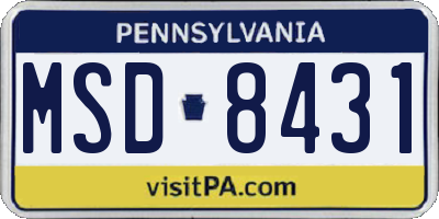 PA license plate MSD8431