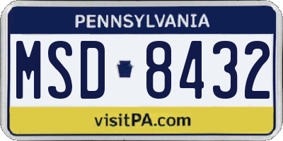 PA license plate MSD8432