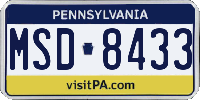 PA license plate MSD8433