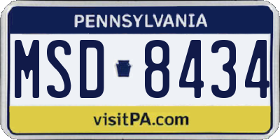 PA license plate MSD8434
