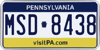 PA license plate MSD8438