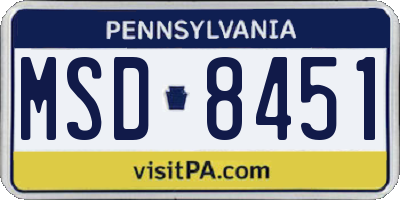 PA license plate MSD8451