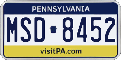 PA license plate MSD8452