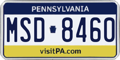 PA license plate MSD8460