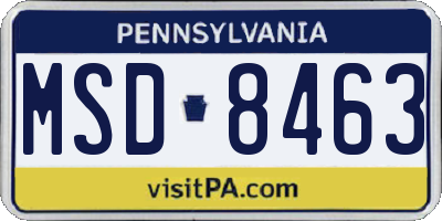 PA license plate MSD8463