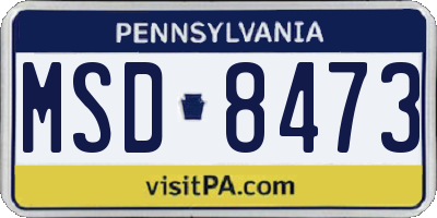 PA license plate MSD8473