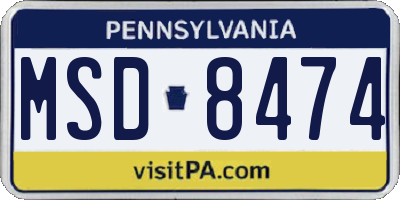 PA license plate MSD8474