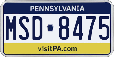 PA license plate MSD8475
