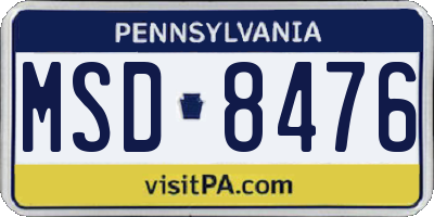 PA license plate MSD8476