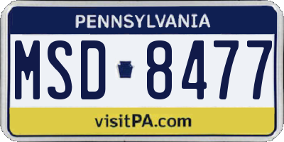 PA license plate MSD8477
