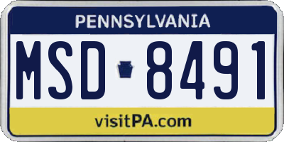 PA license plate MSD8491