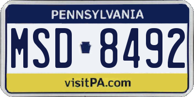 PA license plate MSD8492