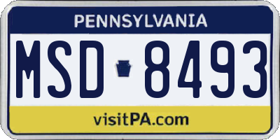 PA license plate MSD8493