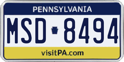 PA license plate MSD8494