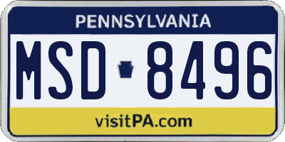 PA license plate MSD8496