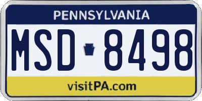 PA license plate MSD8498
