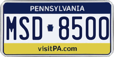 PA license plate MSD8500