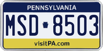 PA license plate MSD8503