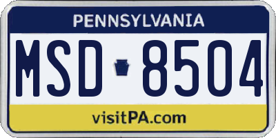 PA license plate MSD8504