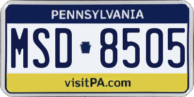 PA license plate MSD8505