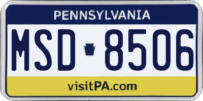PA license plate MSD8506