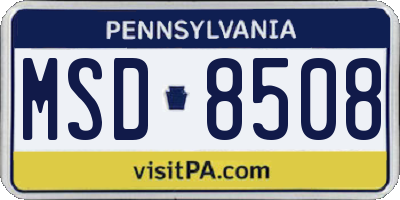 PA license plate MSD8508