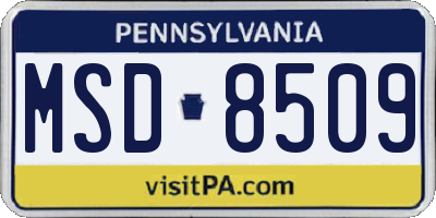 PA license plate MSD8509