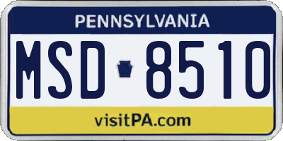PA license plate MSD8510