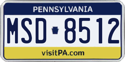 PA license plate MSD8512